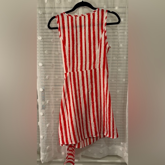 Red and White Mini Wrap Dress - Picture 6 of 7